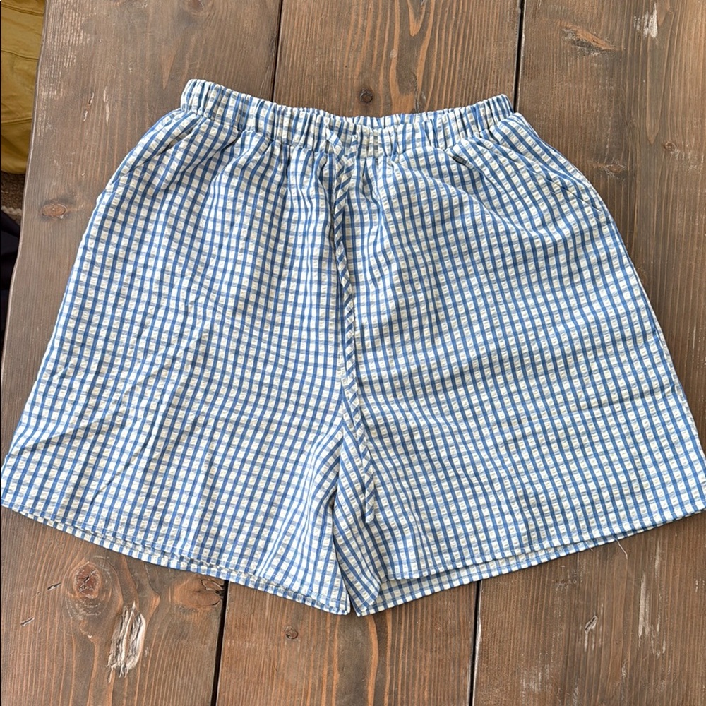 Blue and White Checkered Shorts